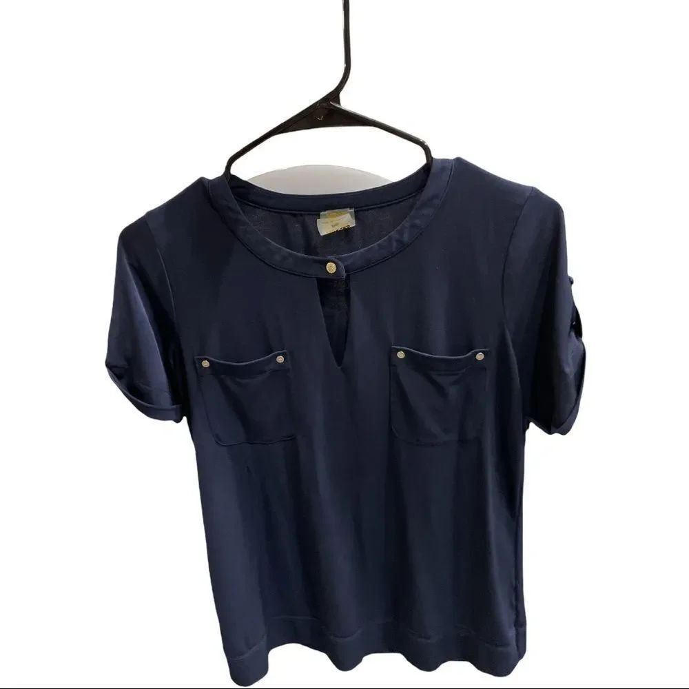 Anne Klein Petite Small Short Sleeve Keyhole Top - Picture 3 of 11
